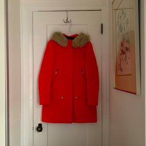 J Crew chateau parka in stadium-cloth wool in red size 00